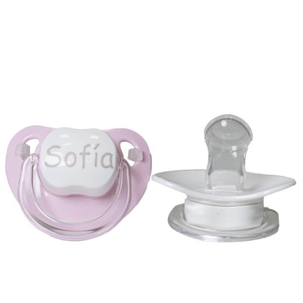 Set de Muselina Doudou y chupete personalizado rosa 2
