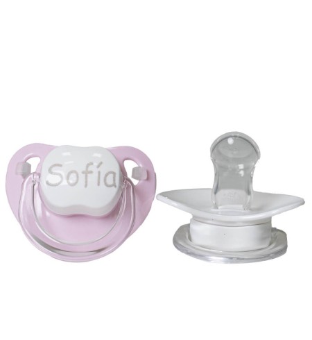 Pack de 2 chupetes personalizados y oso de peluche rosa