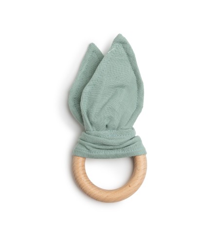 Regalo ecológico y orgánico con 2 Muselinas, mordedor y chupetero verdes