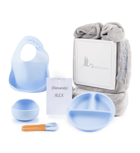 Vajilla de silicona + Manta polar invernal personalizada | Regalo Práctico para Bebé