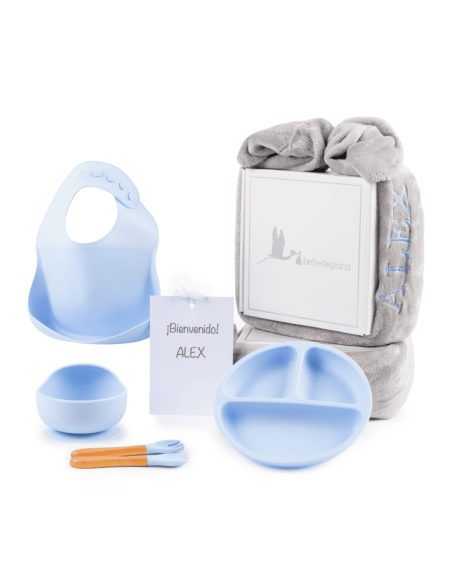 Vajilla de silicona + Manta polar invernal personalizada | Regalo Práctico para Bebé