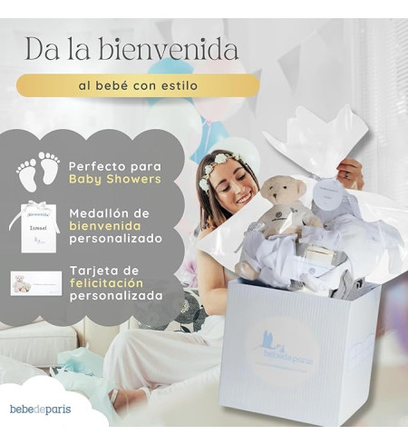 Canastilla con Albornoz Bordado para Bebé | Regalo Personalizado - Bebé de París