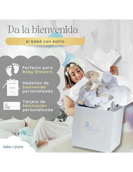 Canastilla con Albornoz Bordado para Bebé | Regalo Personalizado - Bebé de París