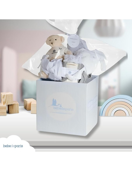 Canastilla con Albornoz Bordado para Bebé | Regalo Personalizado - Bebé de París