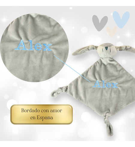 Doudou y chupón personalizado con el nombre del bebé | Regalo tierno y único
