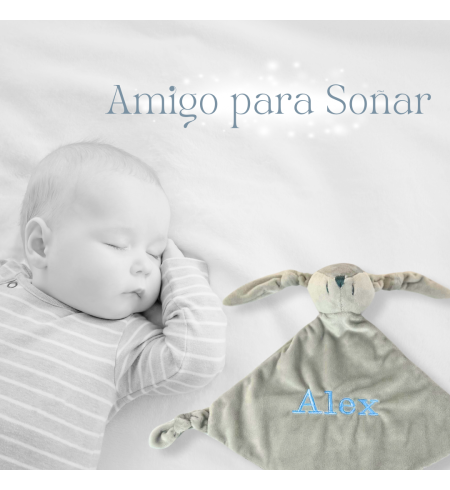 Doudou y chupón personalizado con el nombre del bebé | Regalo tierno y único