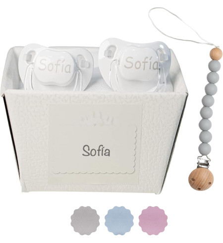 Set de 2 Chupones con Sujetador de Silicona | Accesorio Ideal para Bebé