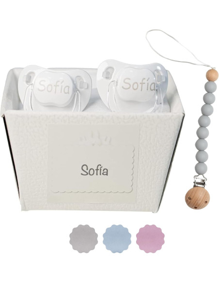 Set de 2 Chupones con Sujetador de Silicona | Accesorio Ideal para Bebé