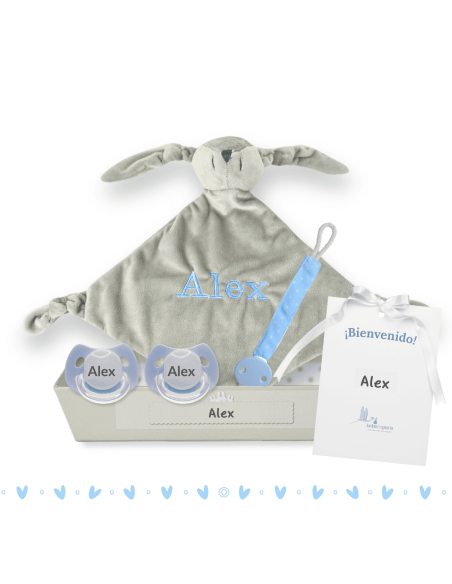 Pack Doudou y 2 chupones con nombre y sujetachupón
