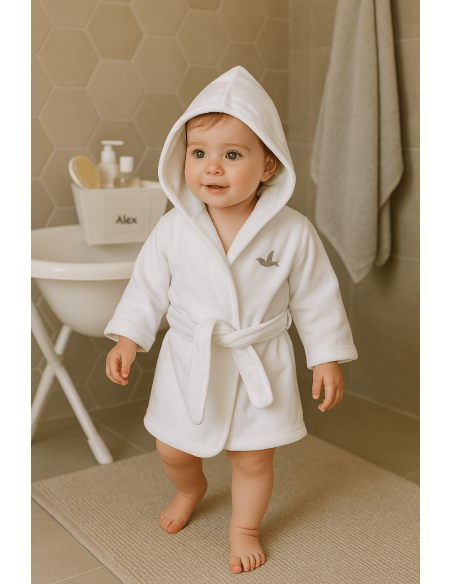 🎁 Canasta con bata de baño personalizada y oso de peluche🍼| Bebe de paris