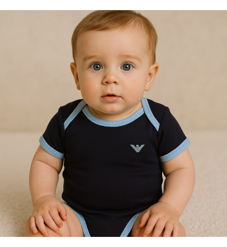 Canastilla Armani con Bodies para Bebé | Ropa de Lujo y Regalo Premium - Bebé de París México