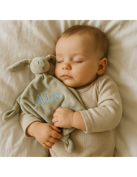 Canasta con maleta, mantita y doudou personalizados | Regalo tierno y exclusivo