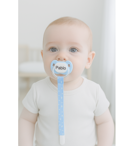 Pack de 2 chupones, Doudou personalizado y sujetachupón | Regalo único para bebé