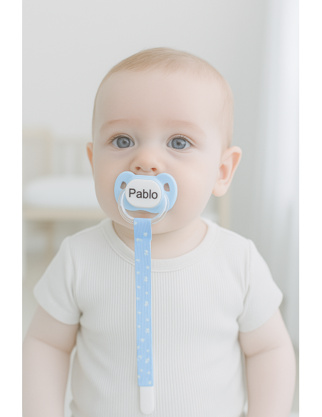 Pack de 2 chupones, Doudou personalizado y sujetachupón | Regalo único para bebé