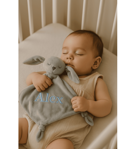 Canasta con maleta, mantita y doudou personalizados | Regalo tierno y exclusivo