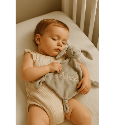 Marco de huellas y foto con doudou personalizado | Recuerdo especial para bebé