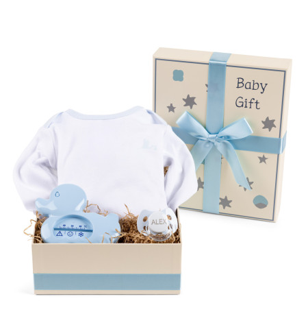 Caja Regalo con Termómetro, Chupón y Body – Cuidado Completo para Bebé