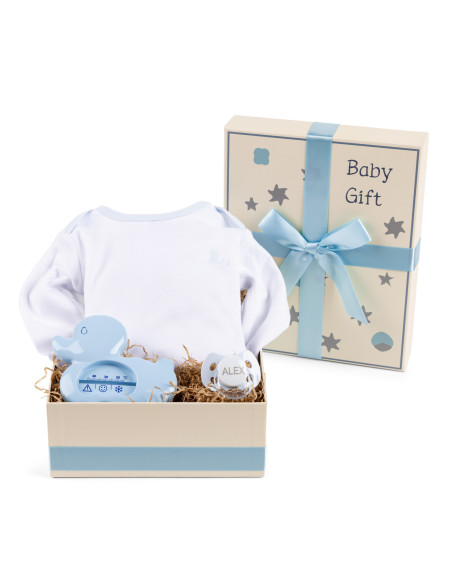 Caja Regalo con Termómetro, Chupón y Body – Cuidado Completo para Bebé