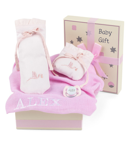 Caja Regalo con Muselina, Chupón y Fundas – Accesorios Esenciales para Bebé