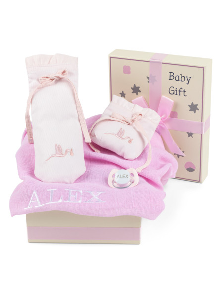Caja Regalo con Muselina, Chupón y Fundas – Accesorios Esenciales para Bebé