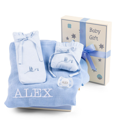 Caja Regalo con Muselina, Chupón y Fundas – Accesorios Esenciales para Bebé