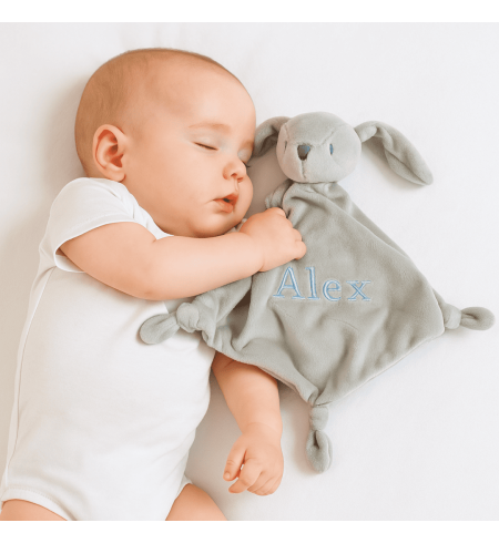 Canasta con maleta, mantita y doudou personalizados | Regalo tierno y exclusivo