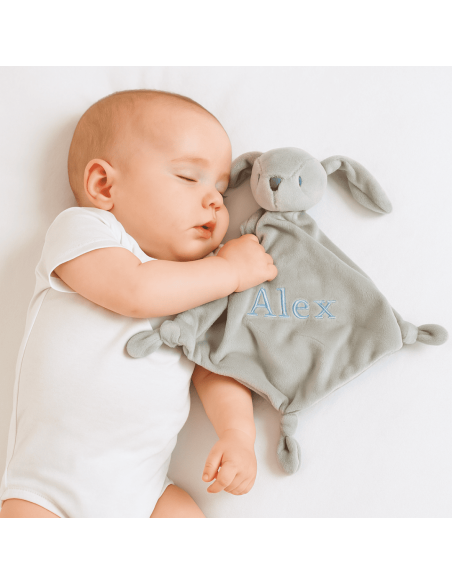 Canasta con maleta, mantita y doudou personalizados | Regalo tierno y exclusivo