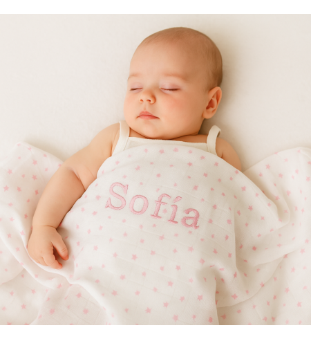 Caramelo de pañales con muselina personalizada | Regalo único para recién nacido