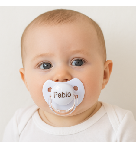 Pack de 2 chupones personalizados y oso de peluche | Regalo único para bebé