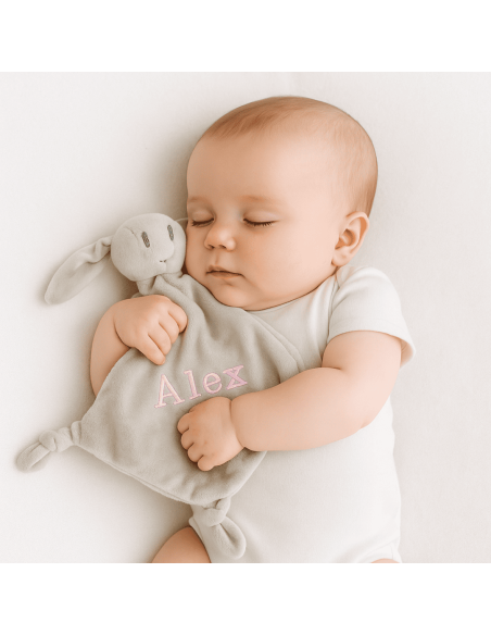 Set de muselina, doudou y chupón personalizado | Regalo para recién nacido