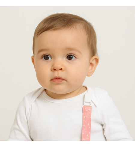 Set de Dos Chupones, Sujetachupón y Babero Personalizados | Regalo para Bebé