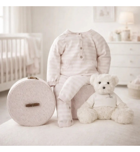 Canastilla Happy Rayas para Bebé | Regalo Alegre, Práctico y Personalizable - Bebé de París