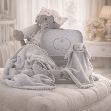 Canasta con maleta, mantita y doudou personalizados | Regalo tierno y exclusivo 2