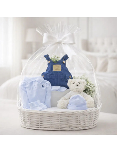 Canastilla bebé niña con ropa y osito | Regalo tierno y completo
