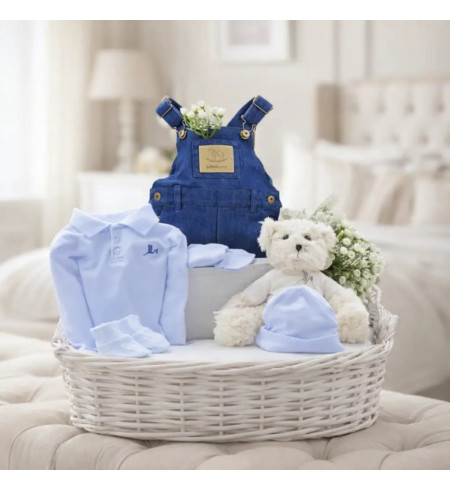 Canastilla bebé niña con ropa y osito | Regalo tierno y completo