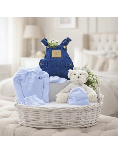 Canastilla bebé niña con ropa y osito | Regalo tierno y completo