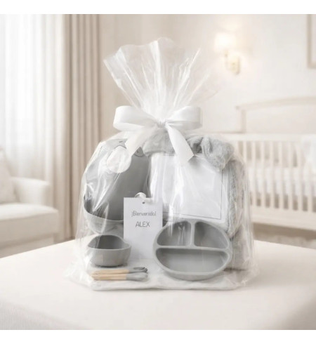 Vajilla de silicona + Manta polar invernal personalizada | Regalo Práctico para Bebé