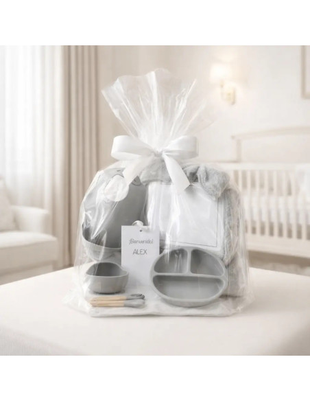 Vajilla de silicona + Manta polar invernal personalizada | Regalo Práctico para Bebé