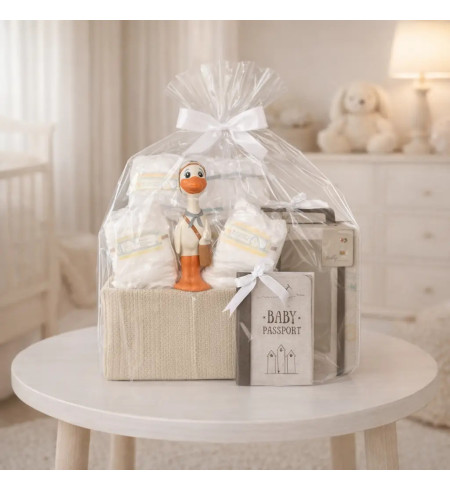 Pastel de pañales con mordedor Nicky | Regalo tierno y útil para bebé