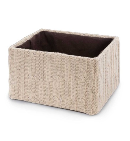 Caja rectangular punto lana M beige