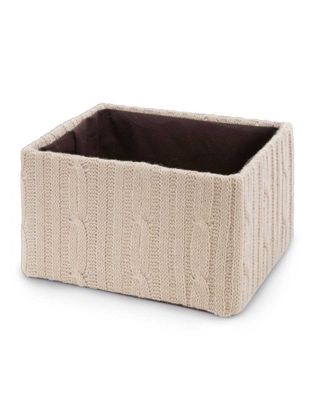 Caja punto trenzado lana beige S