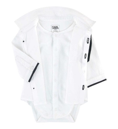 Body Camisa Corbata Karl Lagerfeld Blanco/Negro Open