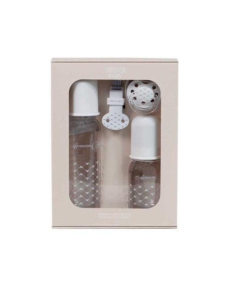 Set biberones y chupete Armani Baby blanco