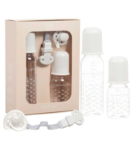 Set biberon y chupete Armani Baby blanco