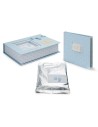 Pack Doudou y 2 chupetes personalizados con nombre del bebé con sujetachupetes azul