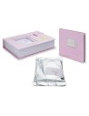 Pack Doudou y 2 chupetes personalizados con nombre del bebé con sujetachupetes rosa