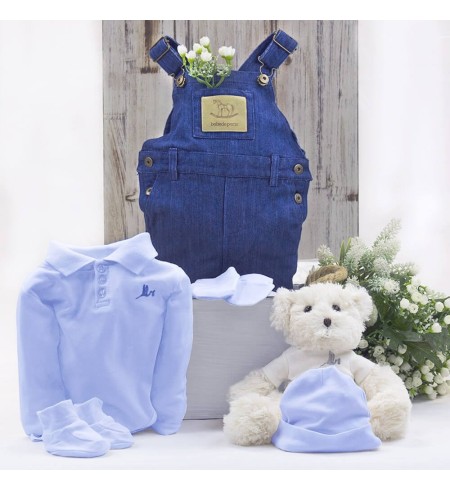 Regalo Conjunto de Ropa Bebé Con Oso de Peluche Azul