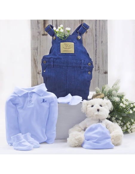 Regalo Conjunto de Ropa Bebé Con Oso de Peluche Azul