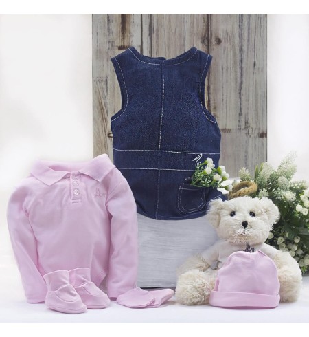 Canastillas Conjunto Ropa Bebé Niña con Oso de Peluche rosa