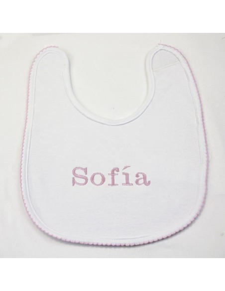 Set Regalo Baberos Bordados con Chupete Personalizado rosa